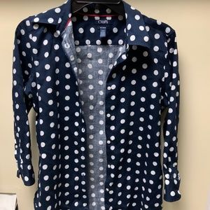 Chaps, no iron polka dot medium shirt